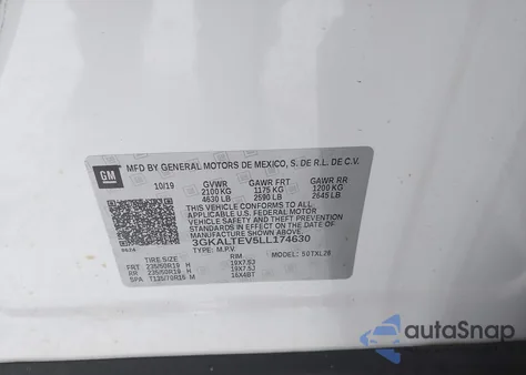 2020 GMC Terrain Awd Sle z USA, uszkodzony, nr VIN 3GKALTEV5LL174630